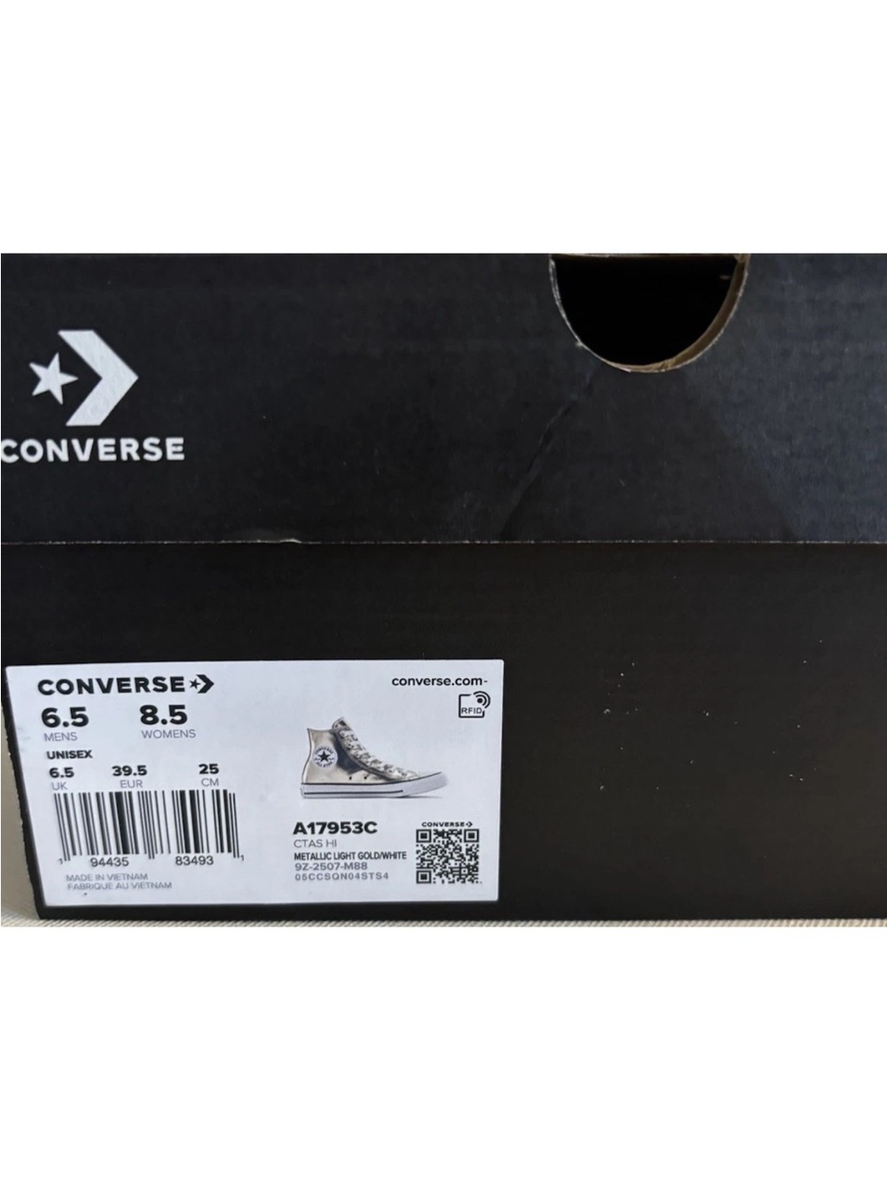 NEW Converse Chuck Taylor All Star High Tops Womens 8.5 / Mens 6.5 Metallic Gold - Picture 8 of 8